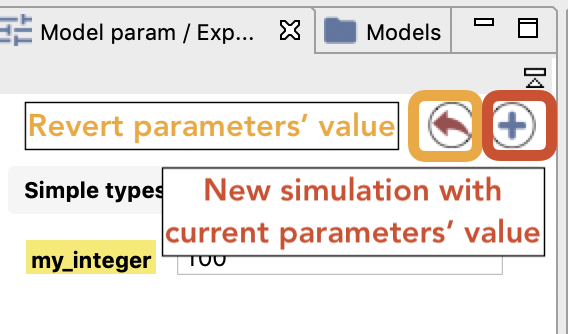 Buttons in the Parameter View.
