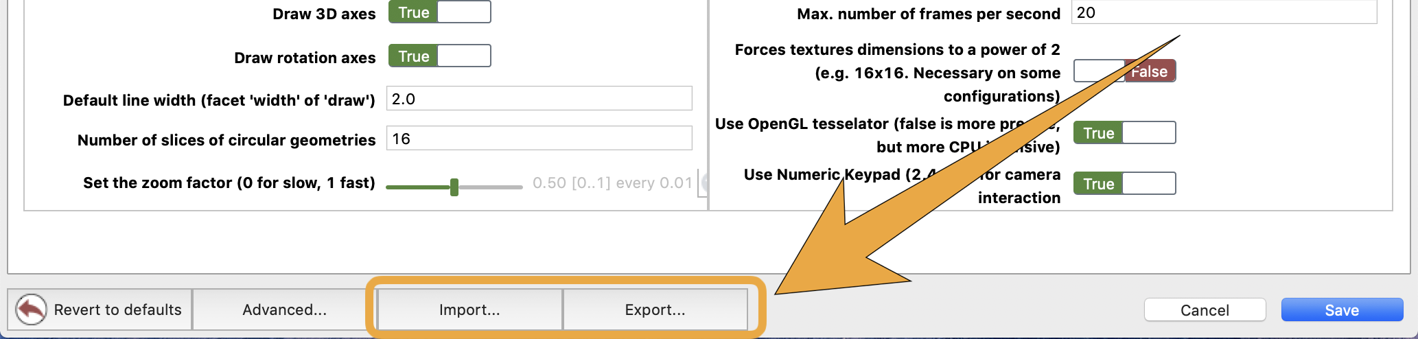 Import or export the preferences from/in a GAML model.