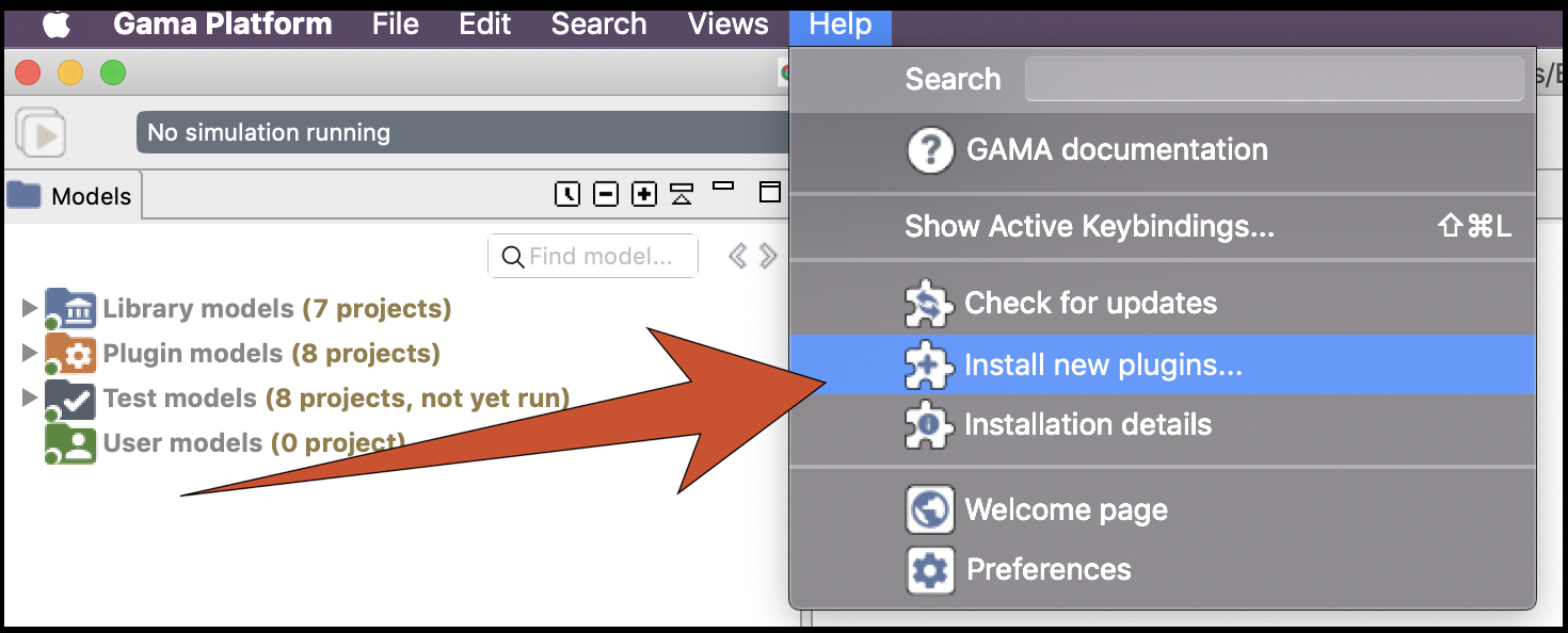 Menu to install new extensions to GAMA.